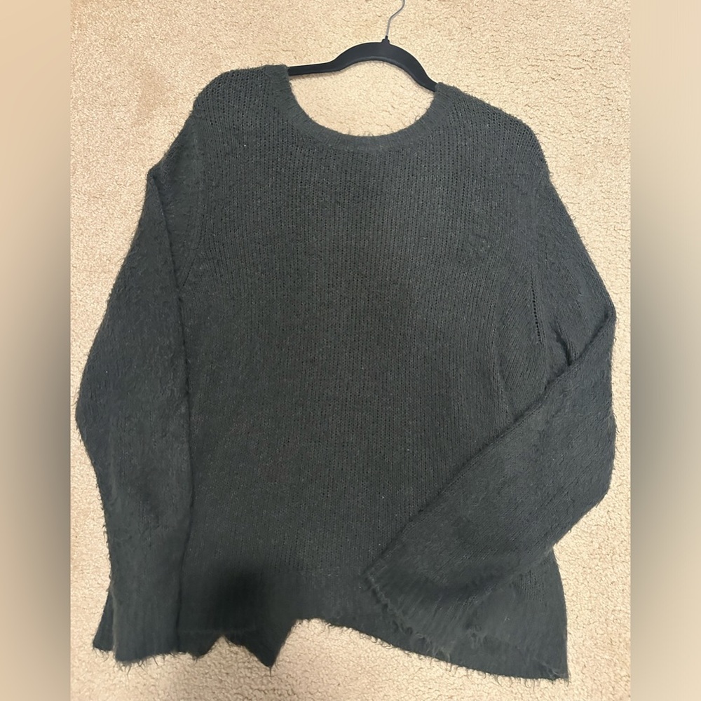 Olivaceous Open Back Crew Neck Sweater